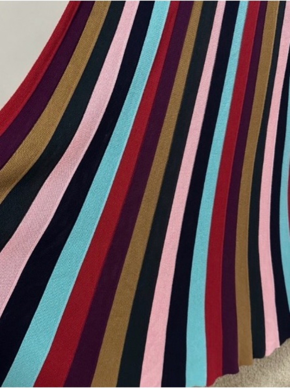 BODEN Margie Rainbow Fit & Flare Knit Midi Dress. Long-sleeve - Picture 7 of 10